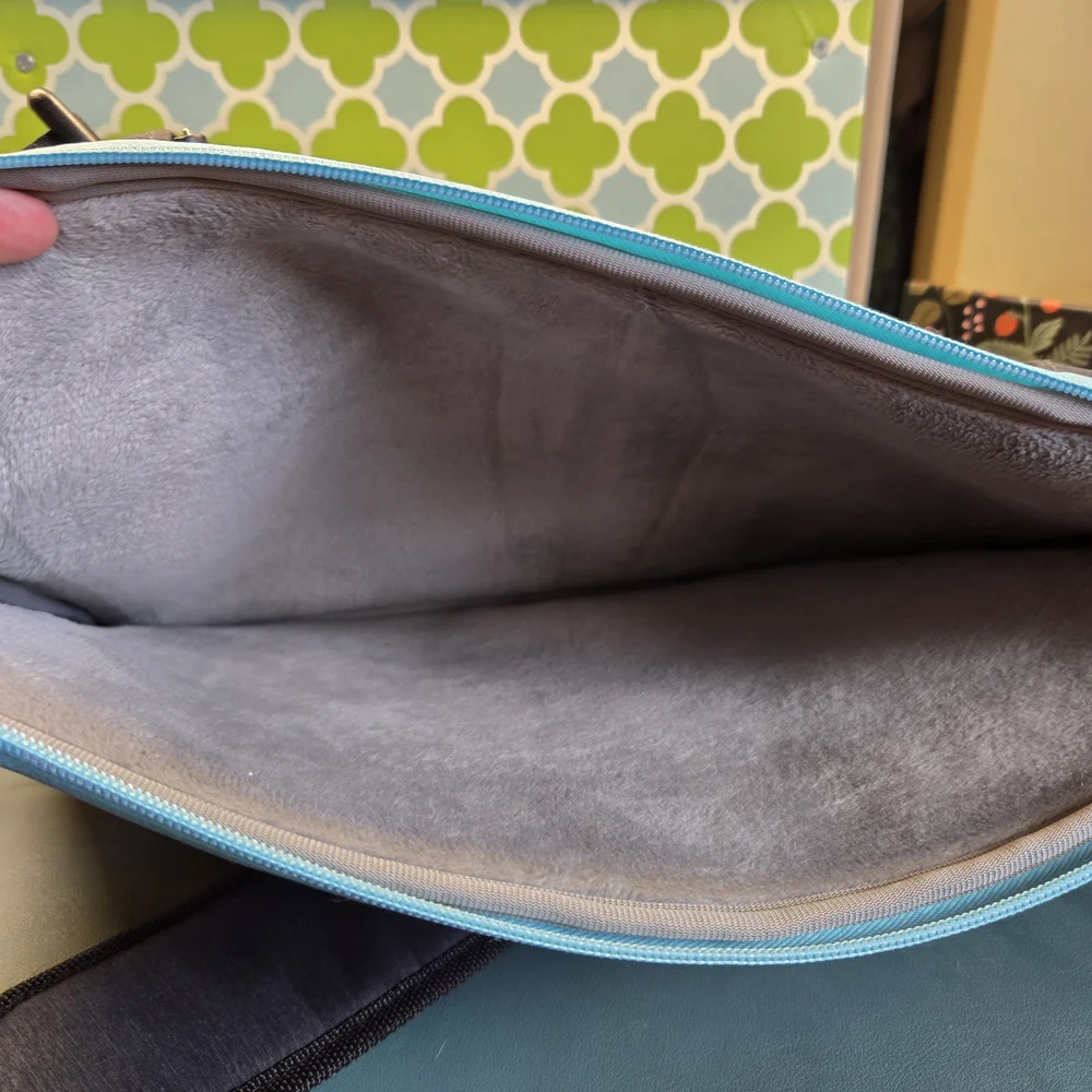 Padded Laptop Messenger Bag, Grey And Blue